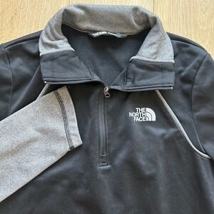The North Face Canyonlands Quarter Zip Pullover Womens Medium Black Grey Fleece